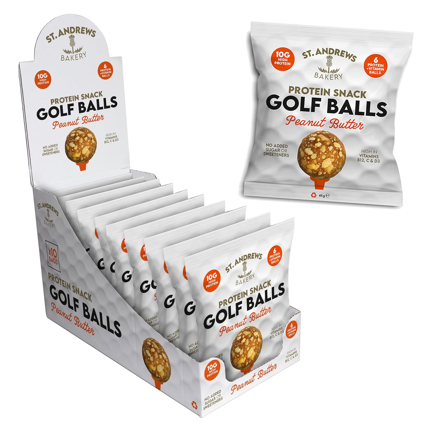 Peanut Butter Protein Snack Golf Balls (10 x 45g Bags)