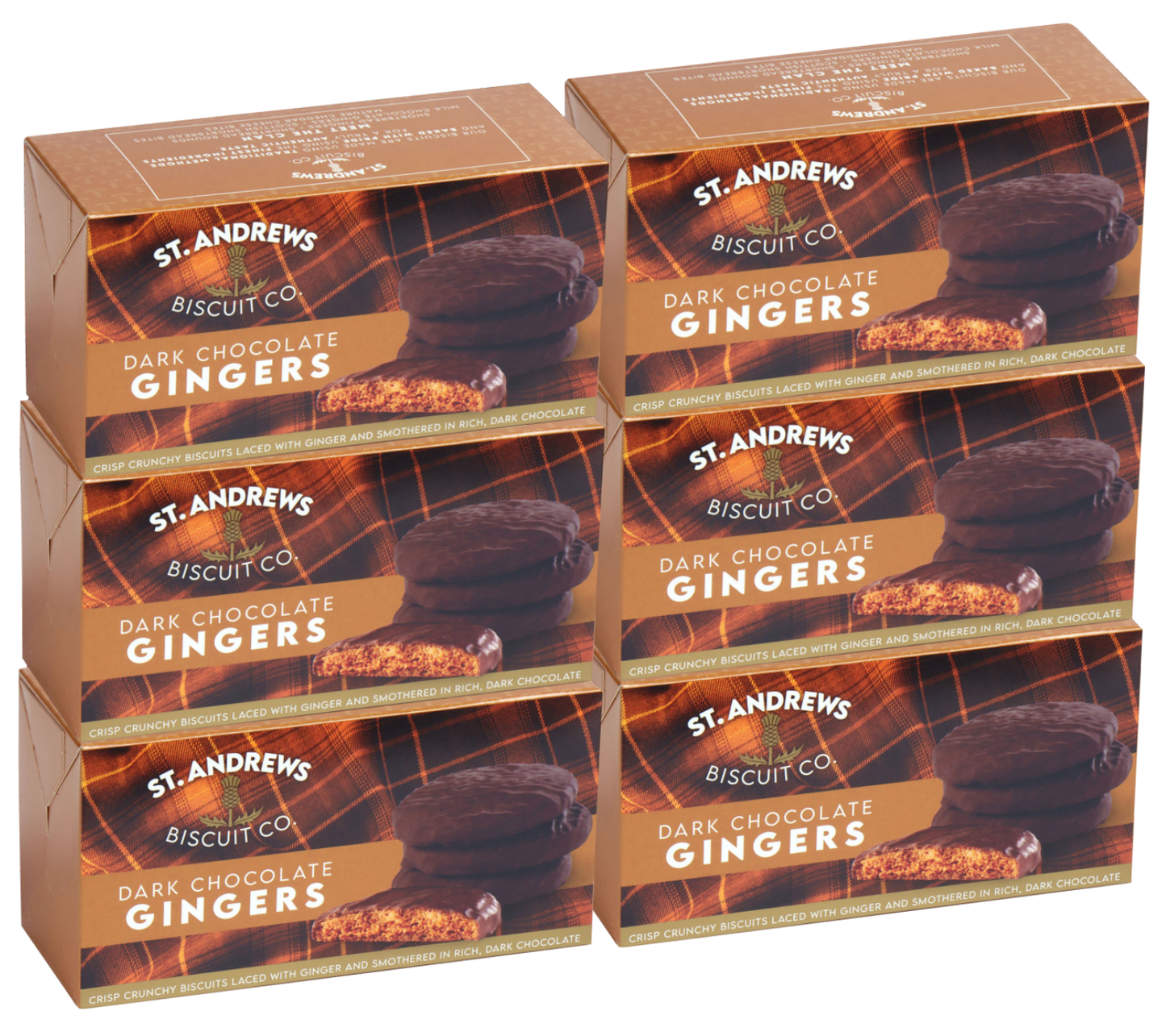 Dark Chocolate Ginger Biscuits (6 x 130g Boxes)