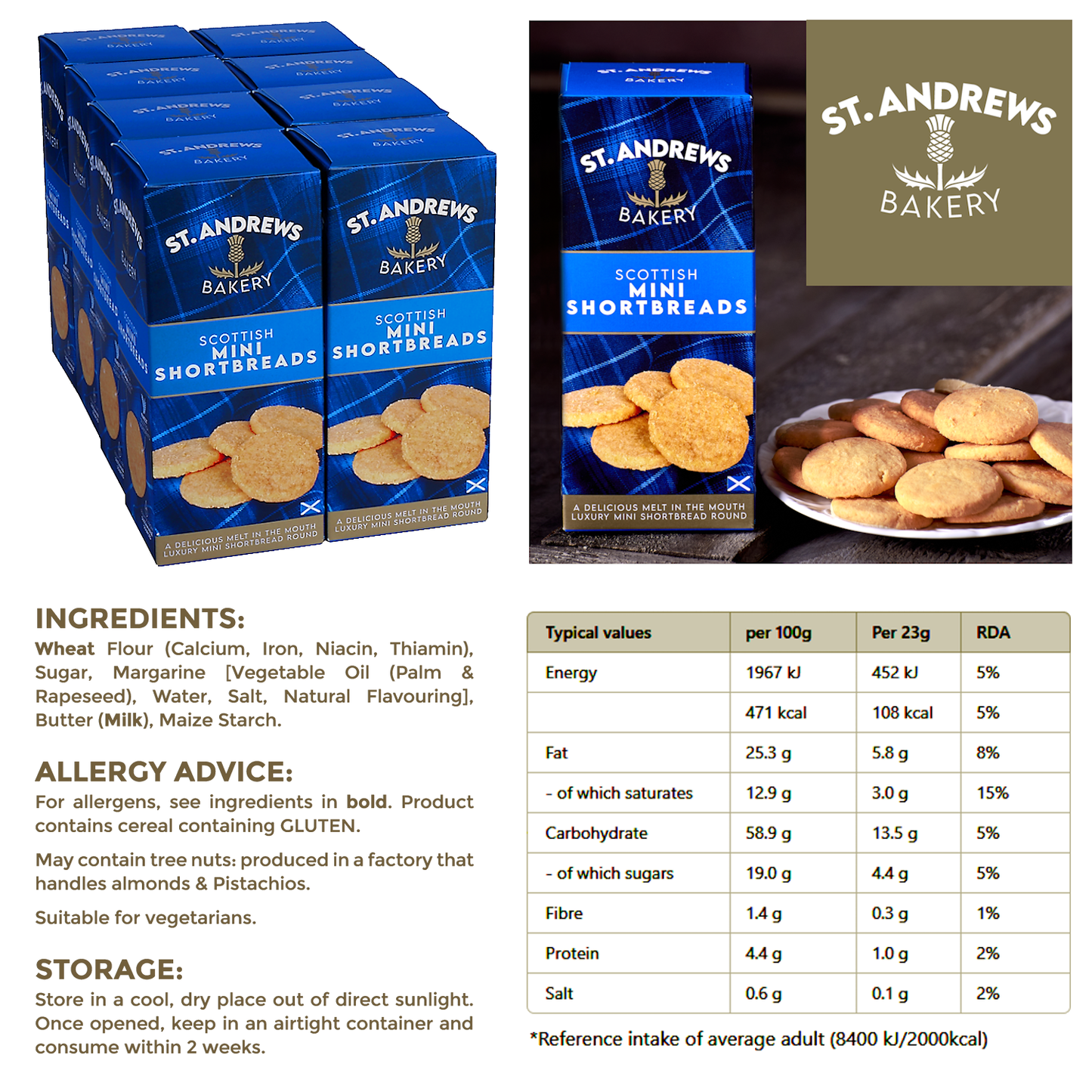Scottish Mini Shortbreads (8 x 100g Boxes)
