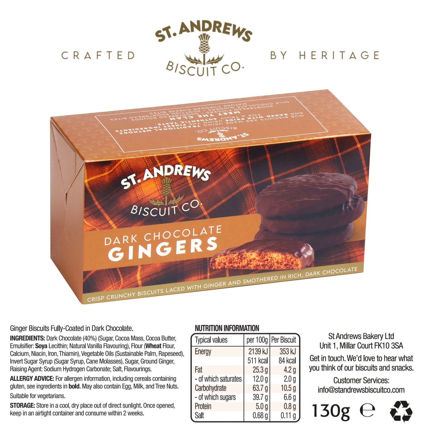 Dark Chocolate Gingers (Case 12 x 130g)